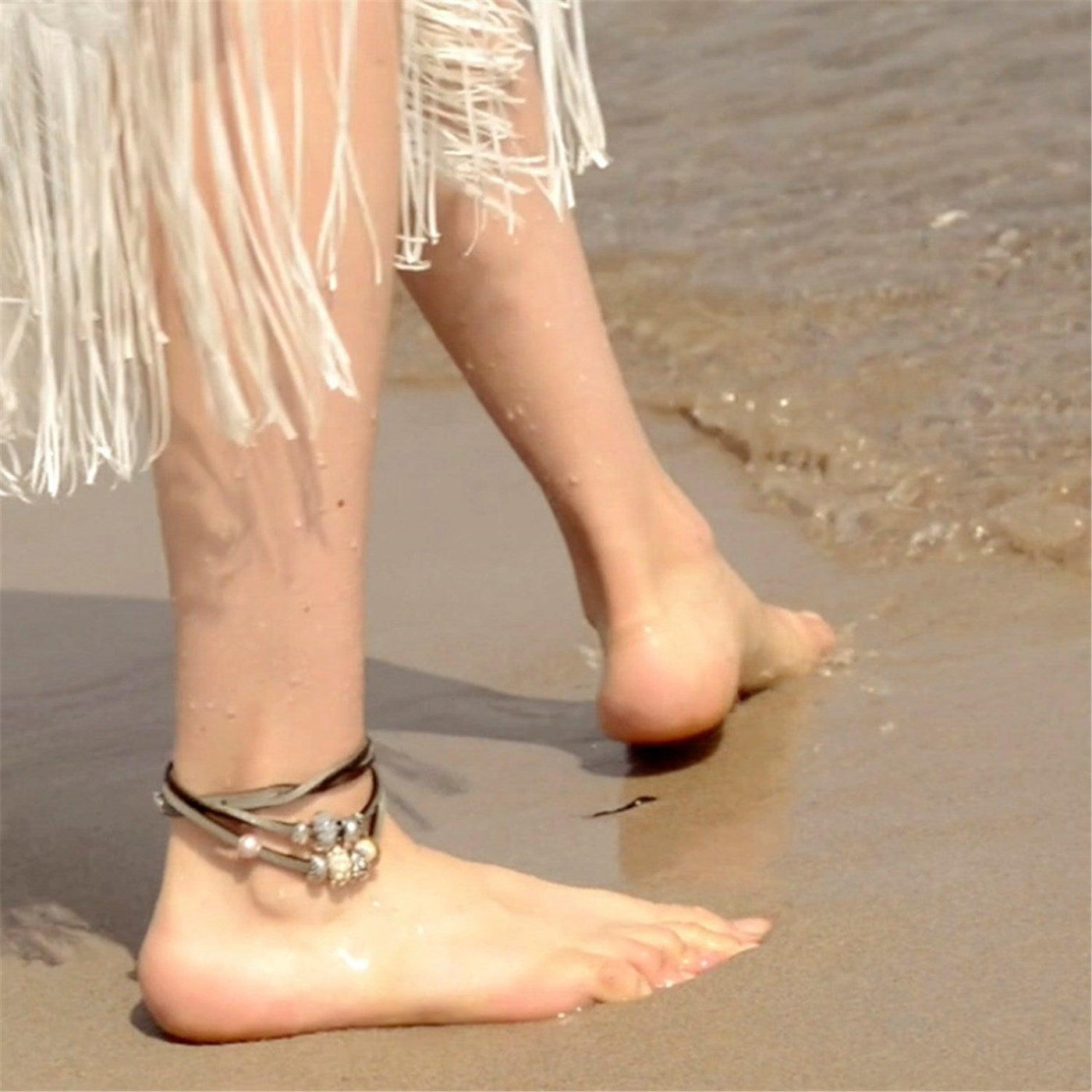 Bőr karkötő barna/szürke - Trollbeads Ékszerek Magyarország